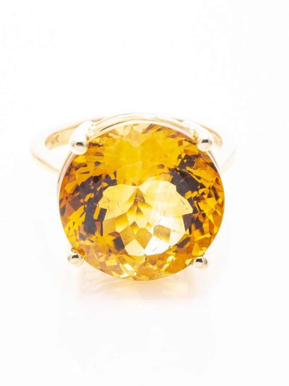 Effy Natural Round 11.03ct Citrine Gemstone 14k 585 Yellow Gold Ring Size 5